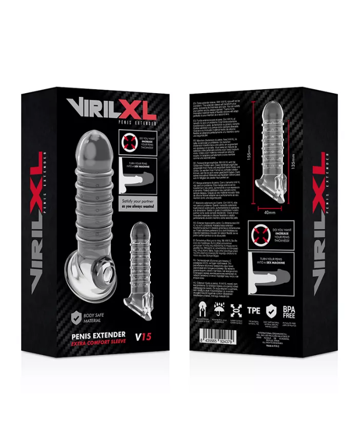 VIRILXL - EXTENSION DE PÉNIS ET GAINE V15 TRANSPARENTE VIRILXL - EXTENSION DE PÉNIS ET GAINE V15 TRANSPARENTE