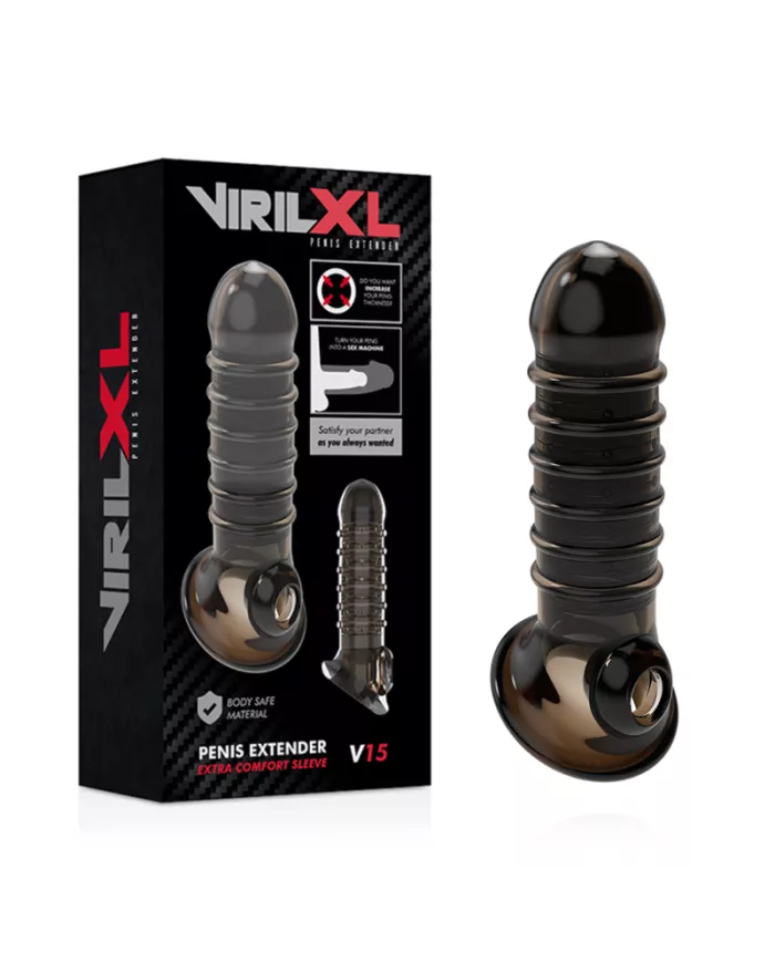 VIRILXL - EXTENSION ET GAINE DE PÉNIS V15 NOIRE VIRILXL - EXTENSION ET GAINE DE PÉNIS V15 NOIRE