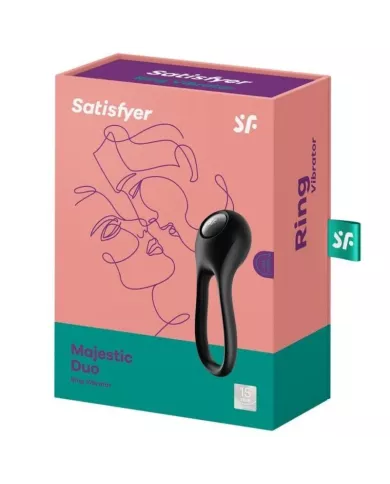 SATISFYER - VIBRATEUR  ANNEAU MAJESTIC DUO NOIR