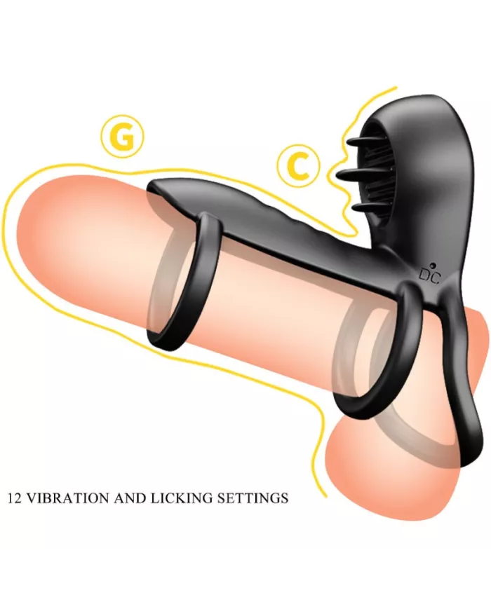 PRETTY LOVE - GAINE PÉNIS JAMMY 12 VIBRATIONS AVEC LANGUE EN SILICONE RECHARGEABLE PRETTY LOVE - GAINE PÉNIS JAMMY 12 VIBRATIONS AVEC LANGUE EN SILICONE RECHARGEABLE