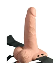FETISH FANTASY SERIES - HARNAIS RÉGLABLE TÉLÉCOMMANDE PÉNIS RÉALISTE AVEC TESTICULES RECHARGEABLES ET VIBRATEUR 15 CM