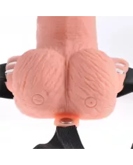 FETISH FANTASY SERIES - HARNAIS RÉGLABLE TÉLÉCOMMANDE PÉNIS RÉALISTE AVEC TESTICULES RECHARGEABLES ET VIBRATEUR 15 CM