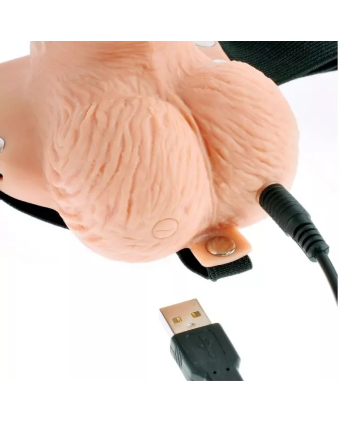FETISH FANTASY SERIES - HARNAIS RÉGLABLE TÉLÉCOMMANDE PÉNIS RÉALISTE AVEC TESTICULES RECHARGEABLES ET VIBRATEUR 15 CM