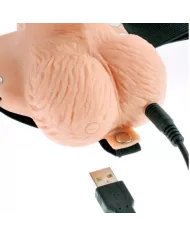 FETISH FANTASY SERIES - HARNAIS RÉGLABLE TÉLÉCOMMANDE PÉNIS RÉALISTE AVEC TESTICULES RECHARGEABLES ET VIBRATEUR 15 CM