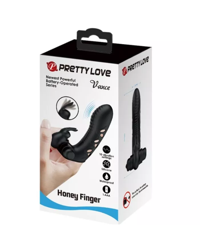 PRETTY LOVE - COUVERCLE DE DOIGT VIBRATEUR LAPIN NOIR VANCE