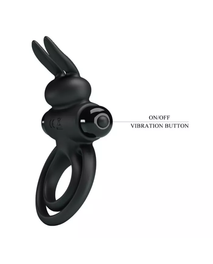 PRETTY LOVE - ANNEAU DE LAPIN VIBRATOR III POUR PÉNIS NOIR