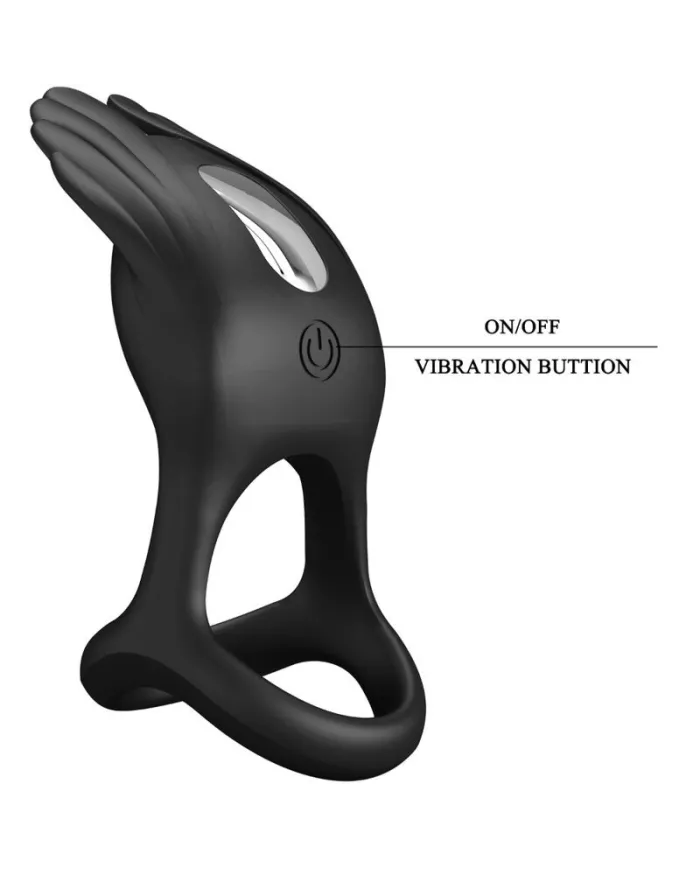 PRETTY LOVE - SILAS ANNEAU PÉNIS VIBRANT 7 VIBRATIONS SILICONE NOIR