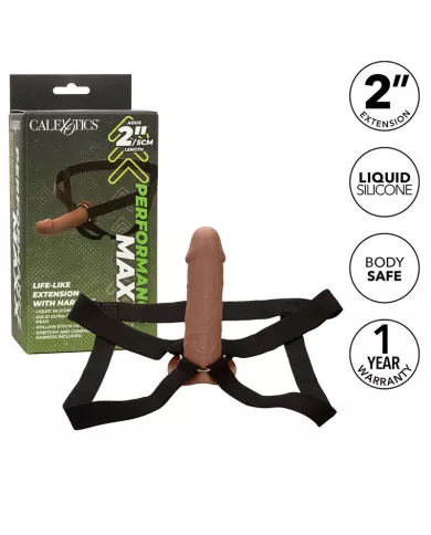 CALEXOTICS - EXTENSION PERFORMANCE MAXX RÉALISTE AVEC HARNAIS PEAU MARRON