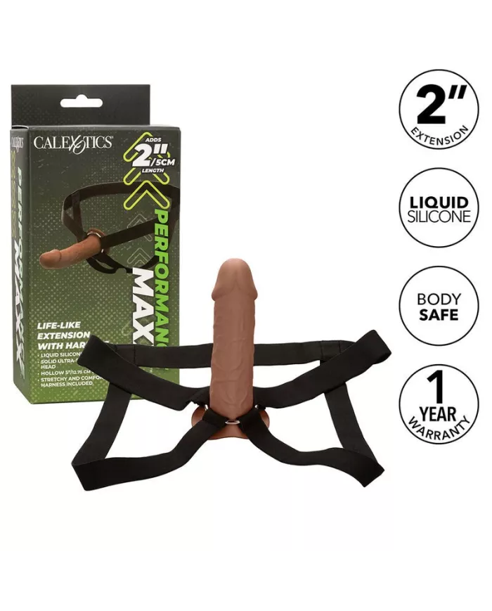 CALEXOTICS - EXTENSION PERFORMANCE MAXX RÉALISTE AVEC HARNAIS PEAU MARRON CALEXOTICS - EXTENSION PERFORMANCE MAXX RÉALISTE AVEC HARNAIS PEAU MARRON