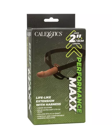 CALEXOTICS - EXTENSION PERFORMANCE MAXX RÉALISTE AVEC HARNAIS PEAU MARRON
