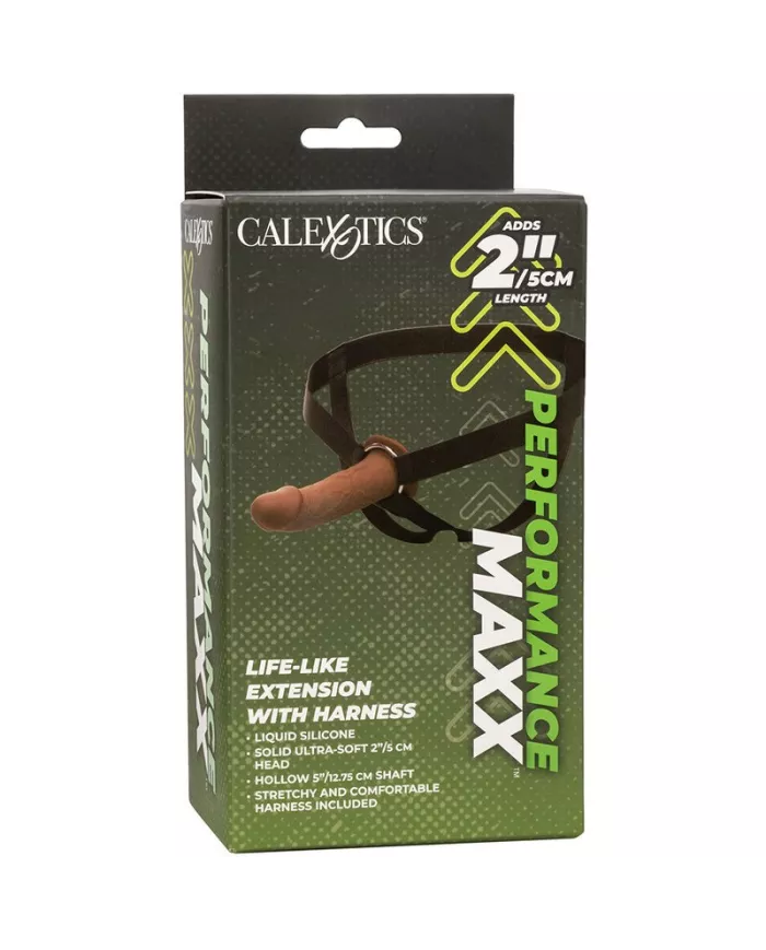 CALEXOTICS - EXTENSION PERFORMANCE MAXX RÉALISTE AVEC HARNAIS PEAU MARRON CALEXOTICS - EXTENSION PERFORMANCE MAXX RÉALISTE AVEC HARNAIS PEAU MARRON