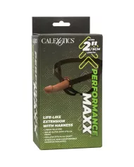 CALEXOTICS - EXTENSION PERFORMANCE MAXX RÉALISTE AVEC HARNAIS PEAU MARRON CALEXOTICS - EXTENSION PERFORMANCE MAXX RÉALISTE AVEC HARNAIS PEAU MARRON