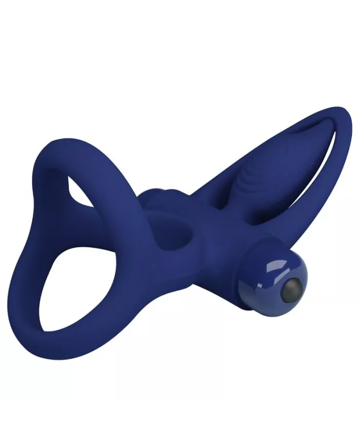 PRETTY LOVE - MAT DOUBLE ANNEAU AVEC VIBRATION & STIMULATEUR BLEU PRETTY LOVE - MAT DOUBLE ANNEAU AVEC VIBRATION & STIMULATEUR BLEU