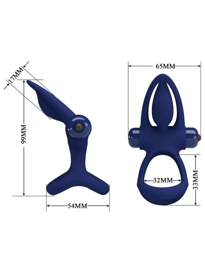 PRETTY LOVE - MAT DOUBLE ANNEAU AVEC VIBRATION & STIMULATEUR BLEU PRETTY LOVE - MAT DOUBLE ANNEAU AVEC VIBRATION & STIMULATEUR BLEU