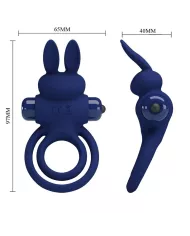 PRETTY LOVE - DAREY DOUBLE ANNEAU VIBRANT LAPIN BLEU PRETTY LOVE - DAREY DOUBLE ANNEAU VIBRANT LAPIN BLEU