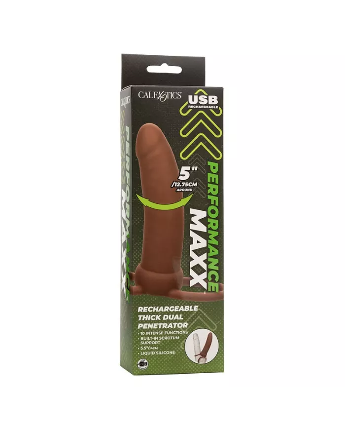 CALEXOTICS - MAXX THICK DOUBLE PÉNÉTRATEUR 10 VIBRATIONS MARRON CALEXOTICS - MAXX THICK DOUBLE PÉNÉTRATEUR 10 VIBRATIONS MARRON