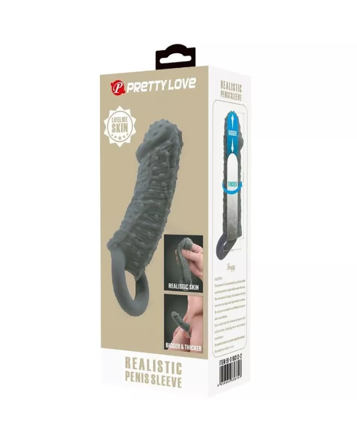 PRETTY LOVE - Agrandisseur de pénis réaliste et manchon retardateur modèle 2 gris PRETTY LOVE - Agrandisseur de pénis réaliste et manchon retardateur modèle 2 gris