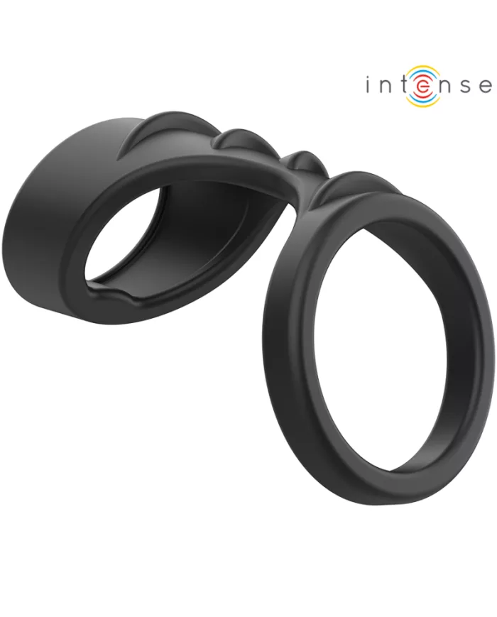 INTENSE - THEO ANNEAU PÉNIS DOUBLE SILICONE NOIR MODÈLE 3