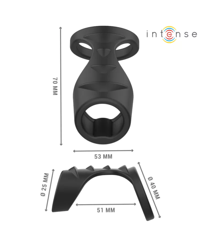 INTENSE - THEO ANNEAU PÉNIS DOUBLE SILICONE NOIR MODÈLE 3