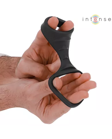 INTENSE - THEO ANNEAU PÉNIS DOUBLE SILICONE NOIR MODÈLE 3