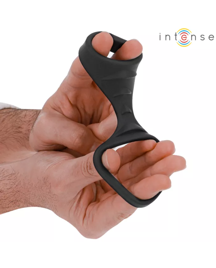 INTENSE - THEO ANNEAU PÉNIS DOUBLE SILICONE NOIR MODÈLE 3