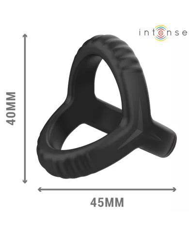 INTENSE - CARSON ANNEAU PÉNIS DOUBLE SILICONE NOIR MODÈLE 4