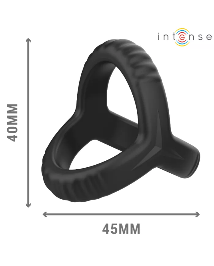 INTENSE - CARSON ANNEAU PÉNIS DOUBLE SILICONE NOIR MODÈLE 4