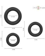 INTENSE - HUGH 3 ANNEAUX PÉNIS BASIQUES EN SILICONE NOIRS