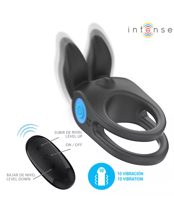 INTENSE - SAM VIBRATEUR DOUBLE ANNEAU PÉNIS 10 VIBRATIONS NOIR