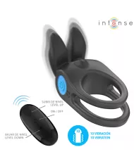 INTENSE - SAM VIBRATEUR DOUBLE ANNEAU PÉNIS 10 VIBRATIONS NOIR