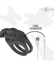 INTENSE - SAM VIBRATEUR DOUBLE ANNEAU PÉNIS 10 VIBRATIONS NOIR