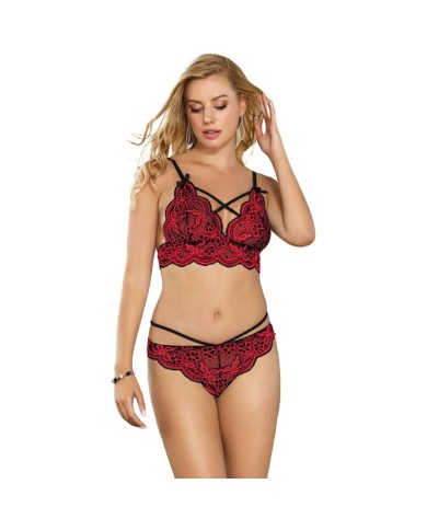 SUBBLIME - SET ENSEMBLE DEUX PIÈCES TOP ET CULOTTE EN DENTELLE S/M