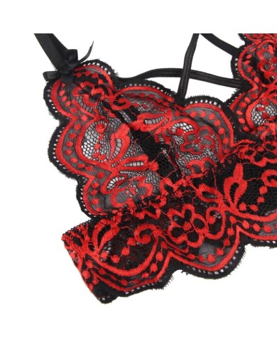 SUBBLIME - SET ENSEMBLE DEUX PIÈCES TOP ET CULOTTE EN DENTELLE S/M