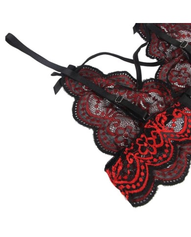 SUBBLIME - SET ENSEMBLE DEUX PIÈCES TOP ET CULOTTE EN DENTELLE S/M