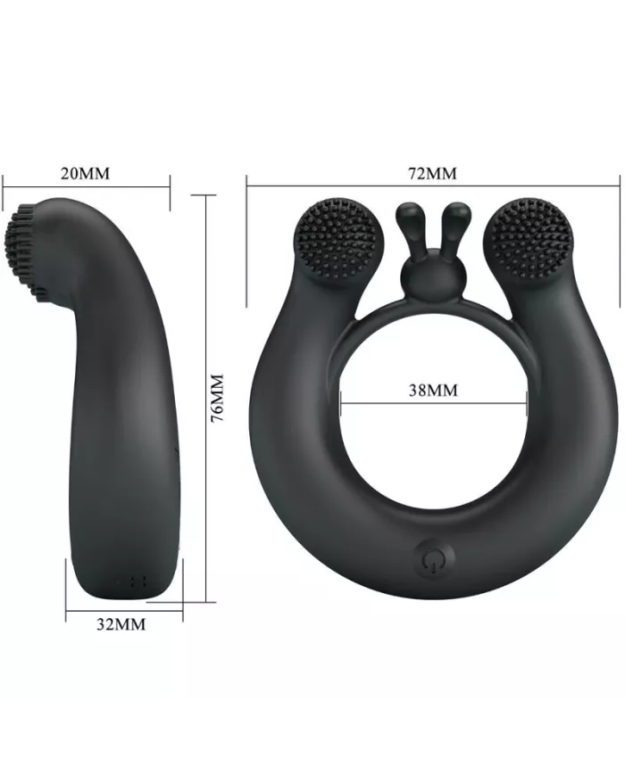 PRETTY LOVE - ANNEAU VIBRANT DAHLIA + STIMULATEUR DE CLITORIS 12 VIBRATIONS NOIR