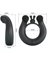 PRETTY LOVE - ANNEAU VIBRANT DAHLIA + STIMULATEUR DE CLITORIS 12 VIBRATIONS NOIR