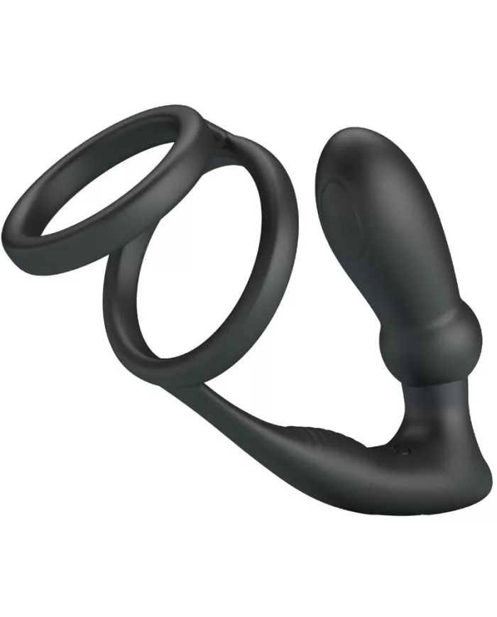 PRETTY LOVE - ANNEAU PÉNIS EMONI + PLUG ANAL 12 VIBRATIONS NOIR