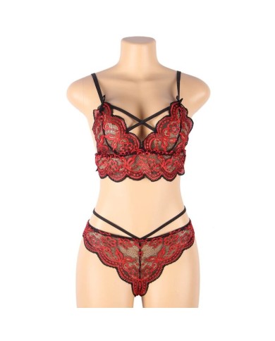 SUBBLIME - SET ENSEMBLE DEUX PIÈCES TOP ET CULOTTE EN DENTELLE S/M