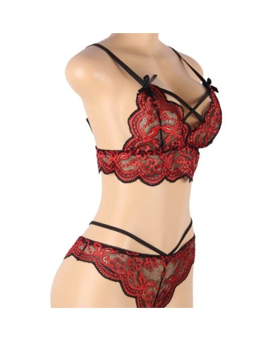 SUBBLIME - SET ENSEMBLE DEUX PIÈCES TOP ET CULOTTE EN DENTELLE S/M