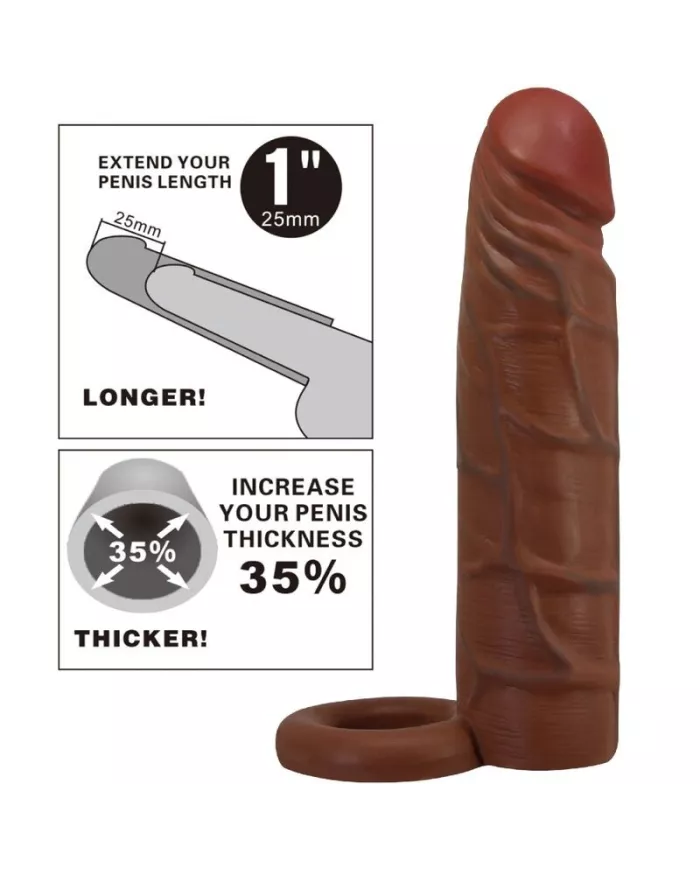 PRETTY LOVE - MANCHON DE PÉNIS KAILE AVEC EXTENSION DE 2,5 CM MULATTO PRETTY LOVE - MANCHON DE PÉNIS KAILE AVEC EXTENSION DE 2,5 CM MULATTO