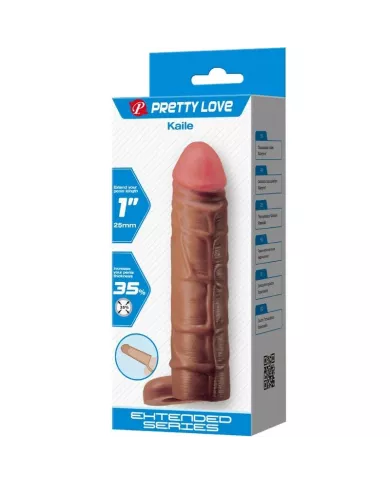 PRETTY LOVE - MANCHON DE PÉNIS KAILE AVEC EXTENSION DE 2,5 CM MULATTO