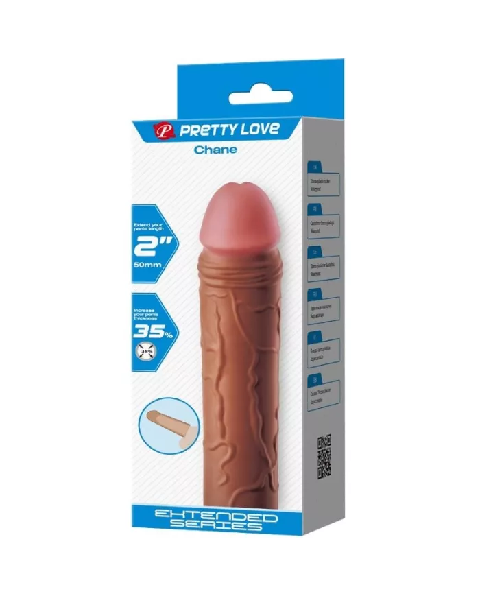 PRETTY LOVE - MANCHON DE PÉNIS CHANE AVEC EXTENSION DE 5 CM MULÂTRE