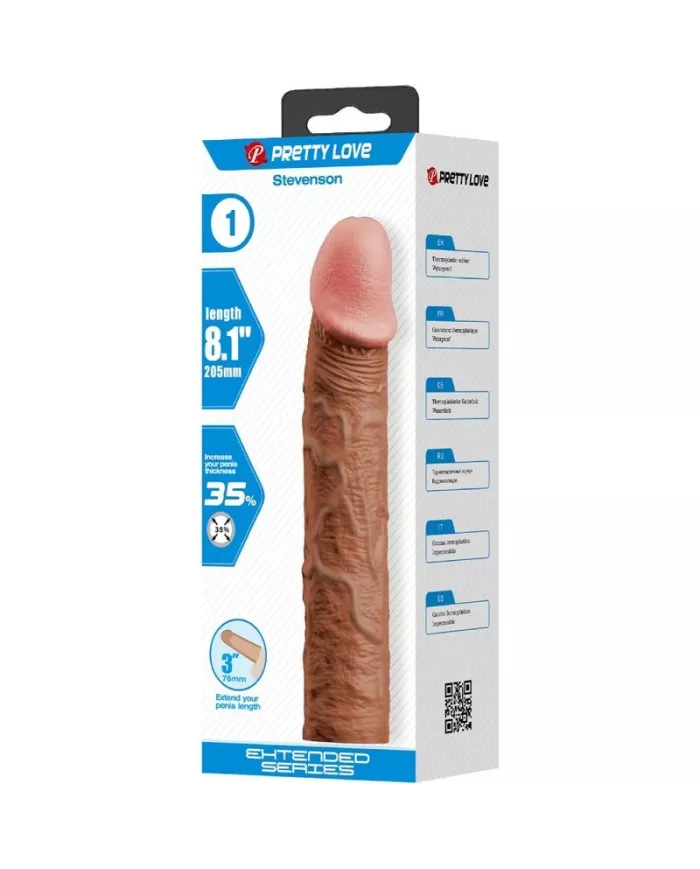 PRETTY LOVE - STEVENSON MANCHON DE PÉNIS AVEC EXTENSION DE 7,6 CM MULÂTRE PRETTY LOVE - STEVENSON MANCHON DE PÉNIS AVEC EXTENSION DE 7,6 CM MULÂTRE