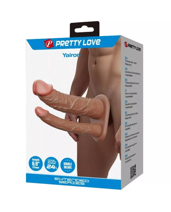 PRETTY LOVE - MANCHON DOUBLE PÉNIS YAIRON AVEC EXTENSION DE 4 CM MULÂTRE PRETTY LOVE - MANCHON DOUBLE PÉNIS YAIRON AVEC EXTENSION DE 4 CM MULÂTRE