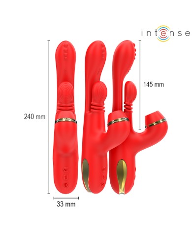 INTENSE - STIMULATEUR DE CLITORIS MULTIFONCTION KATY 4 TÊTES INTERCHANGEABLES ROUGE
