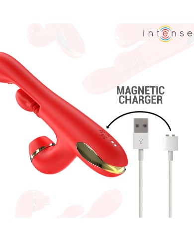 INTENSE - STIMULATEUR DE CLITORIS MULTIFONCTION KATY 4 TÊTES INTERCHANGEABLES ROUGE
