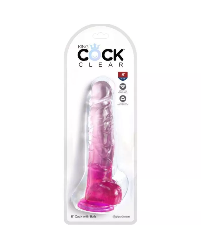 KING COCK - CLEAR PÉNIS RÉALISTE AVEC BOULES 16.5 CM ROSE