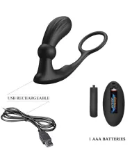 PRETTY LOVE - ANNEAU ANAL ET VIBRATEUR WARREN NOIR