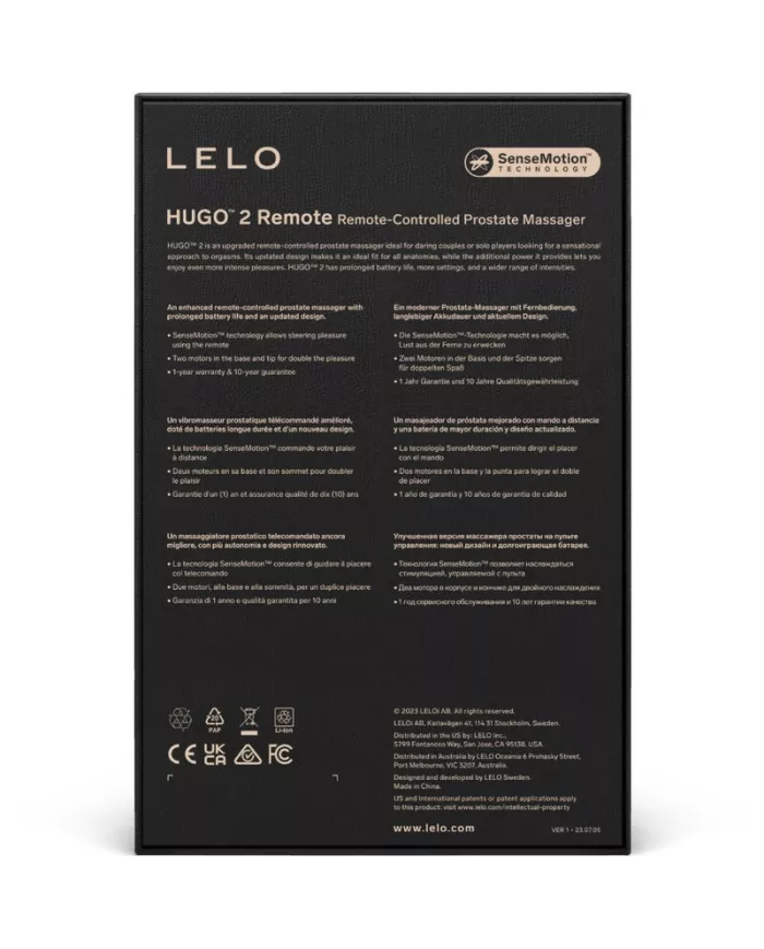 LELO - TÉLÉCOMMANDE DE MASSEUR DE PROSTATE HUGO 2 NOIR LELO - TÉLÉCOMMANDE DE MASSEUR DE PROSTATE HUGO 2 NOIR