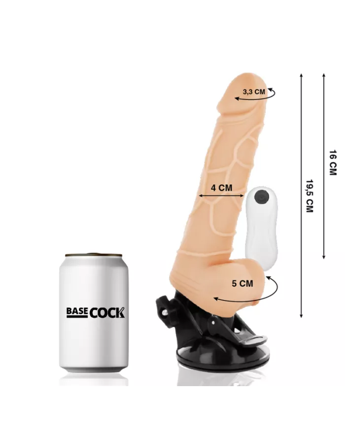BASECOCK - VIBRATEUR RÉALISTE TÉLÉCOMMANDE NATUREL AVEC TESTICULES19.5 CM -O- 4 CM